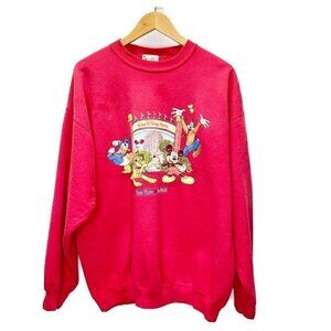 VTG Walt Disney World Red Sweatshirt 4 Parks One World USA oversized Sz XL